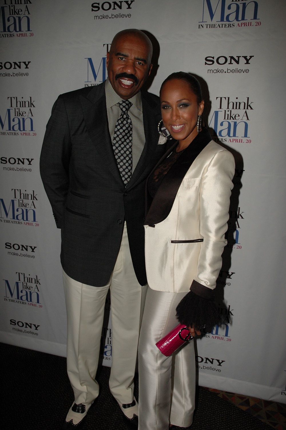 Steve Harvey with wife Marjorie rszd - "Think Like a Man" Makes Promotional Stop in NYC