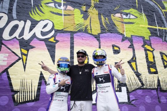 2. DS Virgin Racing drivers with artist D Face 540x360 - Event Recap: Art Goes Green Event with Sam Bird , Alex Lynn and DFace at The New Museum