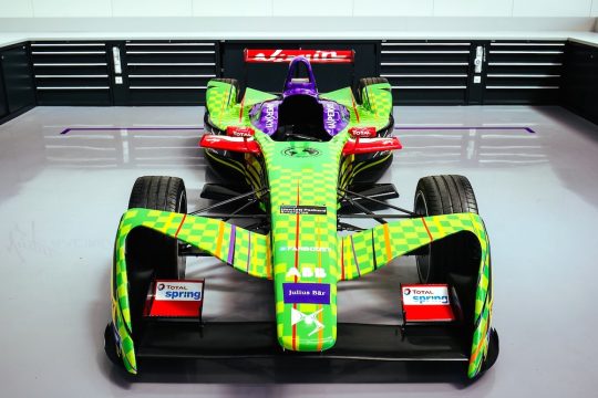 3. The teams Formula E car with the new livery 540x360 - Event Recap: Art Goes Green Event with Sam Bird , Alex Lynn and DFace at The New Museum