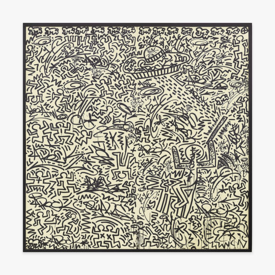 Haring LA II – Untitle two panel mural 1982 – Image 1 – LR 540x540 - The Art of Collaboration Exhibit September 17-October 27th, 2018 Venus Over Manhattan Gallery @V_over_M