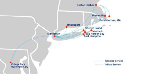 Newly updated Route Map LoRess 540x254 - Tailwind Air Announces First-Ever Seaplane Service from Washington, D.C., area to Manhattan’s East River