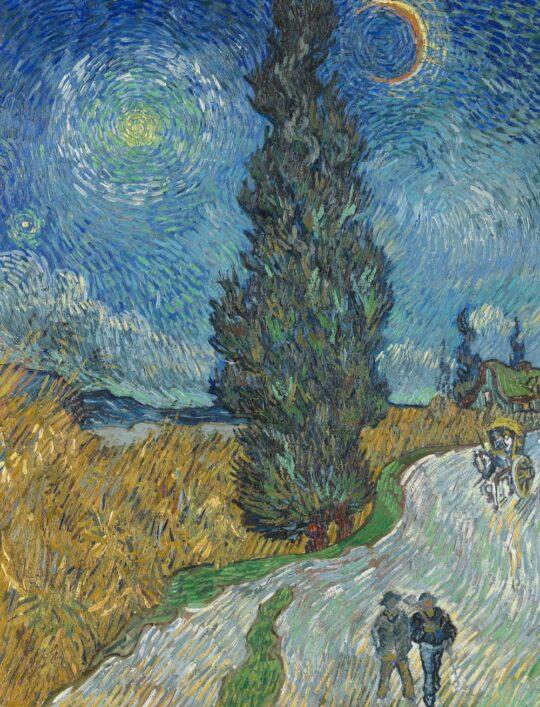 12 Van Gogh Country Road in Provence by Night May 1890 Kroller Muller fig 110 540x707 - Van Gogh’s Cypresses: May 22 through August 27, 2023
